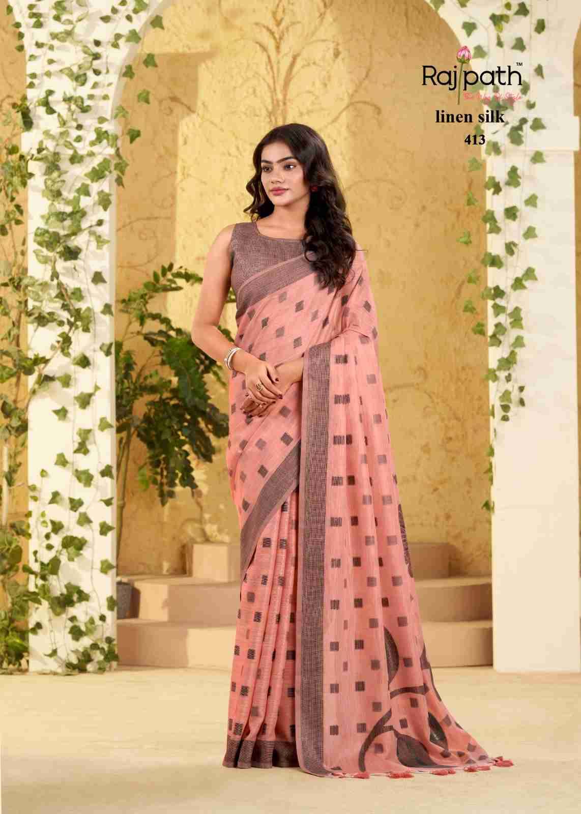 Carnival Silk By Rajpath 412 To 417 Series Indian Traditional Wear Collection Beautiful Stylish Fancy Colorful Party Wear & Occasional Wear Linen Silk Sarees At Wholesale Price